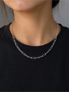 Sterling-Style Silver Filled! Paperclip Chain Necklace - Women's Jewelry